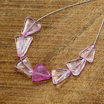 Pink Coated Crystal Smooth Triangle Beads Briolette Natural Loose Gemstone - $3.00