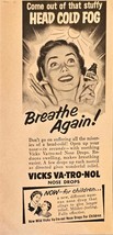 Vicks Va Tro Nol Breathe Again Now for children-1954 Vintage Print Ad - $181.16 MXN