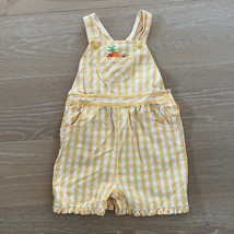 Vintage Gymboree Toddler Girls Yellow Gingham Fruit Punch Shortalls Over... - $34.99