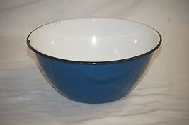 Antique Primitive Blue Mixing Bowl Vintage Graniteware Enamelware Kitche... - $29.69