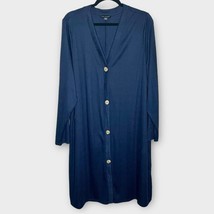 LANE BRYANT navy ribbed button front long duster lightweight cardigan Size 22/24 - £19.02 GBP