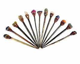 Assorted Wholesale Natural Tumbled Healing Gemstone Chonta Wooden Hair Stick Cho - £15.56 GBP+