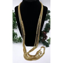 Vintage Gold Tone Chain Necklace Links Multi Strand 34&quot; Long - £21.22 GBP