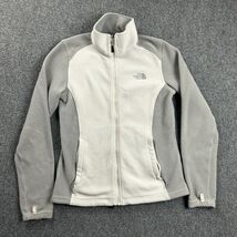 North Face Jacket Womens Small White Gray Fleece Full Zip Logo Mock Flas... - $547.43 MXN