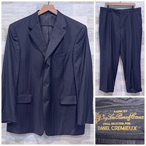 Ing Loro Piana Italy Wool Striped Suit Black Stripe Daniel Cremieux Mens 44S 37W - £157.80 GBP