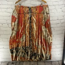 One World Swing Skirt Womens Sz 1X Hippie Boho Orange Cream - £8.87 GBP