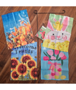 2 Mini Flag Holders and 5 Mine Flags Easter Spring Sunflowers - $373.95 MXN