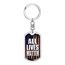All Lives Matter US Flag Dog Tag Pendant Keychain Stainless Steel or 18k Gold - £35.19 GBP