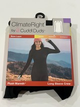 Climate Right Cuddl Duds Women&#39;s Plush Warmth Long Sleeve Crew Black Size Large - £7.07 GBP