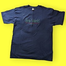 Sea World Navy Blue XL T-shirt California Ocean Sea Life Fish Embroidere... - £14.62 GBP