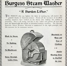 Burgess Steam Washer Machine 1897 Advertisement Victorian XL Appliance D... - $18.07 CAD