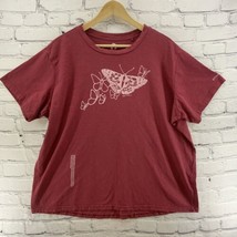 Columbia 100% Compostable Tee Womens Sz 2XL Dark Red Butterfly Decal - £19.46 GBP