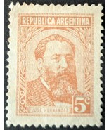 1957 Argentina José Hernández (1834-1886), Poet 5C Postmark Stamp - $10.00
