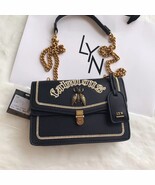 LYN ACCS Medium PU Chain Strap WOC Shoulder Bag Embroidery Bee Buckle Black - £47.80 GBP