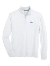 Southern Tide men&#39;s tcu stripe 1/4 zip sweater in Heather Slate Grey - $103.00