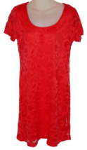 Ronni Nicole Allover Lace Short Sleeve Fully Lined Red Midi Dress Size M - $21.99