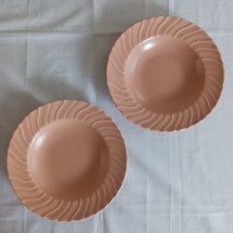 Set of 2 Vintage Franciscan Ware China Rimmed Soup Bowl 8 3/8&quot; Coral Pink Matte - £15.72 GBP