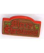 Hallmark Merry Christmas Brooch Pin Wood Sign Look Mistletoe - £8.28 GBP