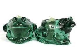 Indiana Glass Lot of 2  Spanish Frog Votive Holder Tea Light Heavy Paperweight 5 - £27.65 GBP