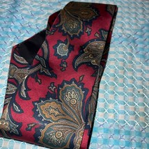 Mark Alexander deep red blue and gold paisley print Tie - £7.75 GBP