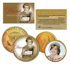 PRINCESS DIANA * 50th Birthday * British Half Penny & JFK Half Dollar 2-Coin Set - $12.16