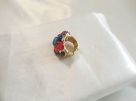 Style & Co. Size 6 Gold-Tone Red Blue Purple Stone Flex Band Ring M441 - $10.55