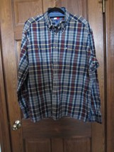 Vintage Tommy Hilfiger Blue Plaid Madras Long Sleeve Button Down Shirt -... - £15.58 GBP