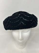 Vintage Black Wool Peachfelt Hat 60s Designer Henry Pollak NYC Union Label - £23.70 GBP