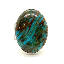 Vtg Sterling Silver Jay King Natural Azurite Malachite Gemstone Ring Size 11.75 - £50.61 GBP