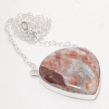 Crazy Lace Agate Gemstone Handmade Fashion Chain Pendant Jewelry 1.60&quot; SA 548 - £3.97 GBP