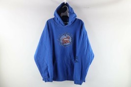 Vintage Streetwear Mens Medium Faded Dragon Fire Flames Hoodie Sweatshirt Blue - £71.52 GBP