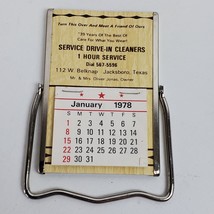 Vintage 1978 Desk Calendar w/ Mirror &amp; Stand Service Drive In Cleaners - $16.83