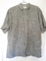 Washable Silk Size XL 100% silk Grey Floral Hawaiian shirt Destination W... - $59.98