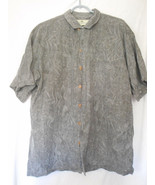 Washable Silk Size XL 100% silk Grey Floral Hawaiian shirt Destination W... - $59.98