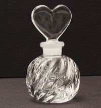 Crystal Swirl Perfume Bottle With Ground Heart Shaped Stopper Refillable Mikasa - £10.46 GBP