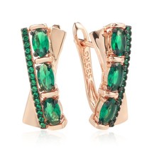 Hot Green Natural Zircon English Earrings For Women 585 Rose Gold And Bl... - £15.85 GBP