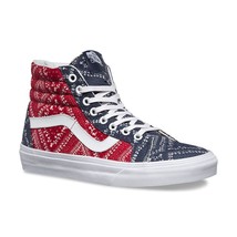 Vans SK8 Hi Reissue Ditsy Bandana Chili Pepper Red Blue Womens Size 5.5 - £33.53 GBP