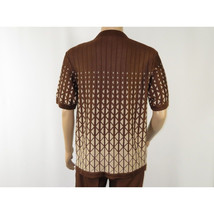 Men Silversilk 2pc walking leisure suit Italian woven knits 3115 Brown Beige image 5