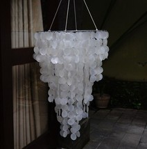 Large Capiz Shell Wind Chime,Mobile Capiz Chandelier,Hanging lamp,Seashell - £207.83 GBP