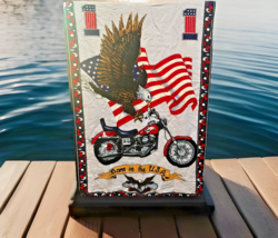 Vintage American Flag Bald Eagle Motorcycle Tapestry Wall Hanging Living... - $368.81 MXN