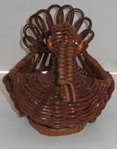 Vintage Dark Wicker Small Turkey Thanksgiving Basket Decoration - £15.00 GBP