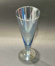 Blue Tinted Crystal Flute Pedestal Pilsner Beer Glass 7 3/4 Inches Vintage - $7.74