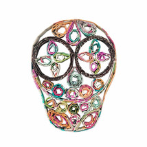 Set of 3 Sugar Skull Multi Color Recycled Magazine Ornaments - £17.50 GBP