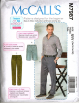 McCall&#39;s M7987 Mens 30 to 36 Shorts and Pants Uncut Sewing Pattern - £11.75 GBP