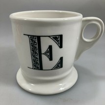 Anthropologie Initial E Coffee Tea Mug Cup White with Black Letter 12 oz - £14.97 GBP