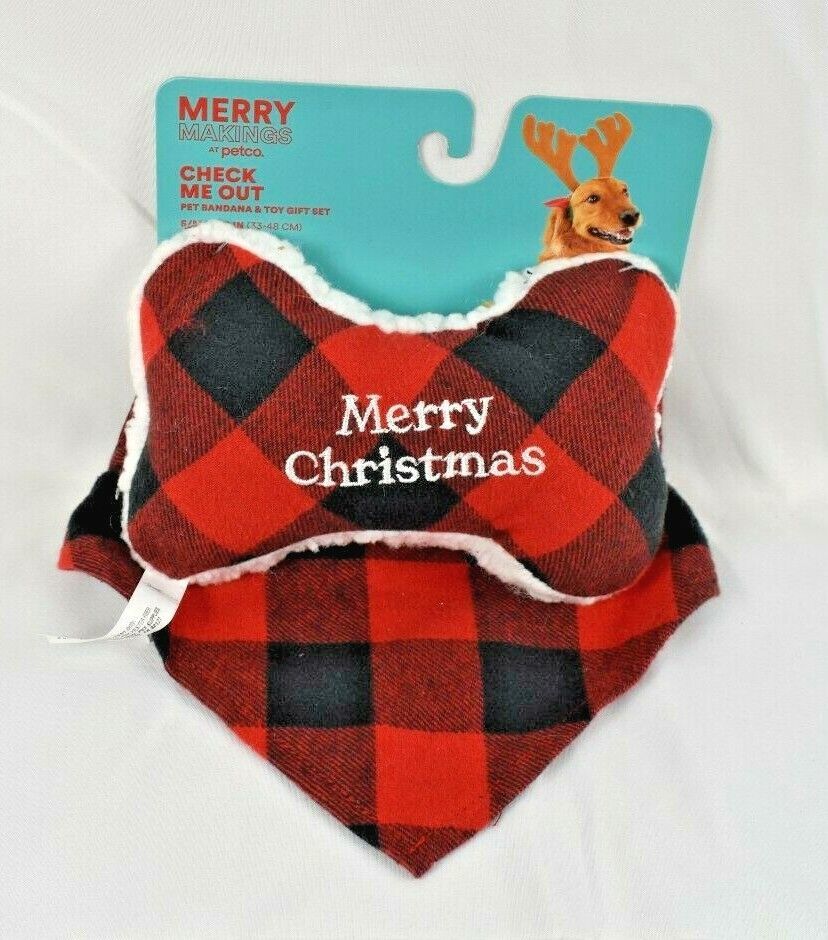Merry Makings - Check Me Out - Pet Bandana and Toy Gift Set Dog Small/Med - £7.48 GBP