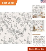 Versatile Black and White Floral Contact Paper, 17.7in x 393.7in for Any... - $54.00