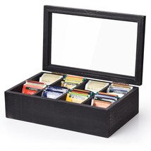 Wooden Tea Box Tea Bag Holder Kitchen Storage Chest Box For Spice Pouche... - $48.99