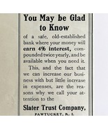 1906 Slater Trust Company Advertisement Banking Ephemera 5.25 x 3.25&quot; - $19.99
