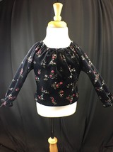 Girls Elegant Mc Size 4T Soft Black  burgundy Red &amp; Blue Flowers Top by Mc Kids - £3.22 GBP